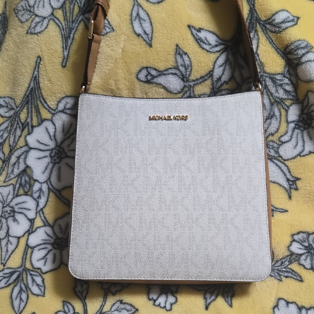 Michael Kors Cream and Tan Crossbody Bag